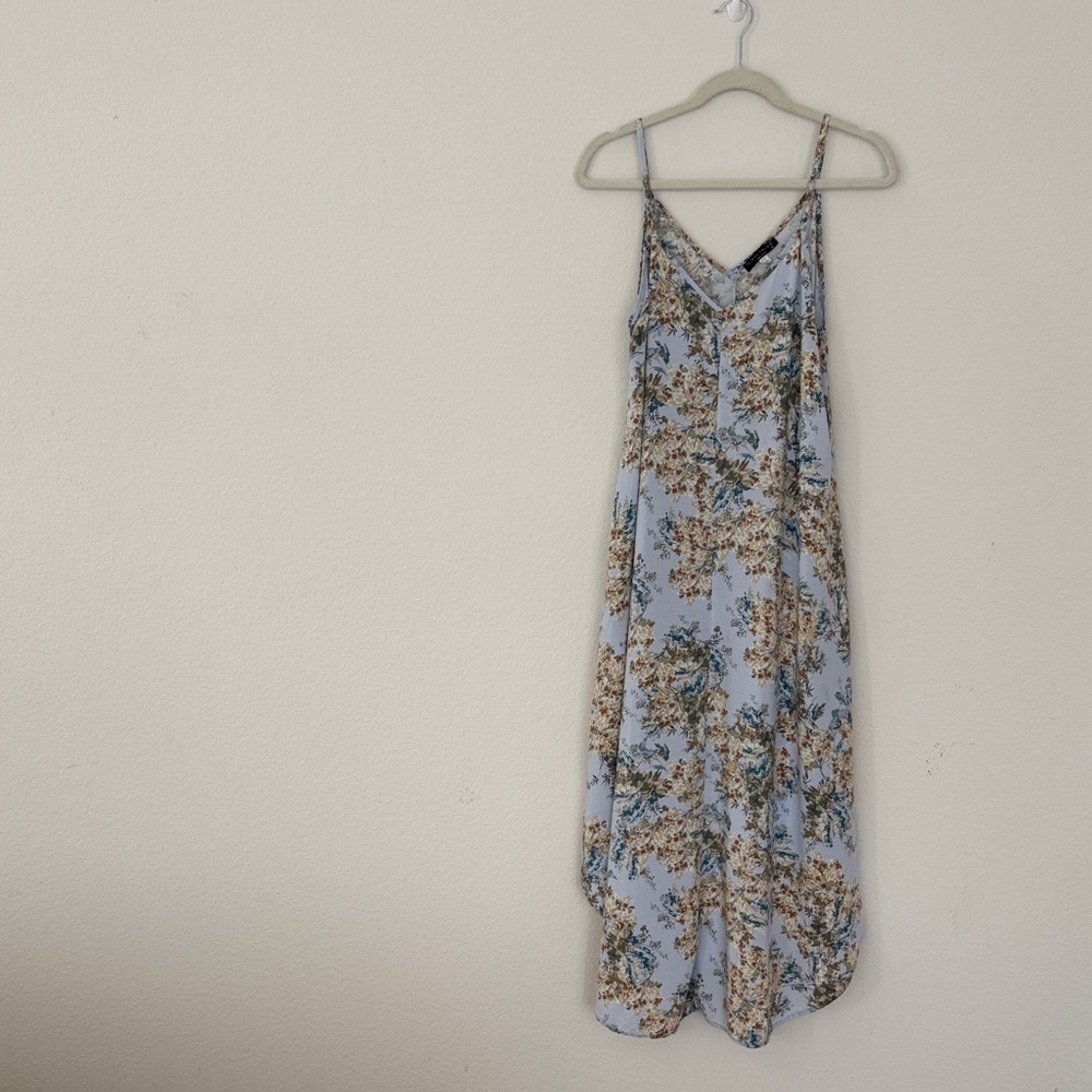 Final Touch Floral Sun Dress with Blue and Brown Accents